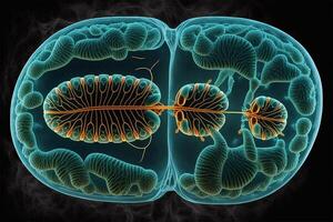 les bactéries virus mitochondries électron microscope grossissement ai généré photo