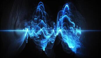bleu fréquences un abstrait exploration de du son et lumière ai généré photo