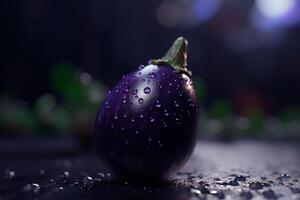 artificiel uv lumière cultivation de un aubergine ai généré photo