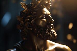 capturer le essence de kairos une portrait de le grec Dieu dans sculpture ai généré photo