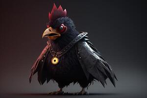 le cool noir poulet cette regards comme une vampire ai généré photo