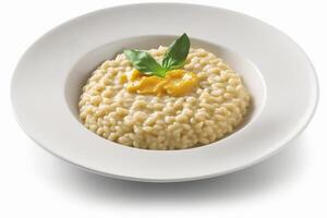 crémeux italien arborio riz Risotto isolé sur blanc Contexte ai généré photo