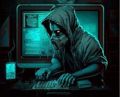 piquer cybercriminalité pirate attaque en ligne la criminalité ai généré photo