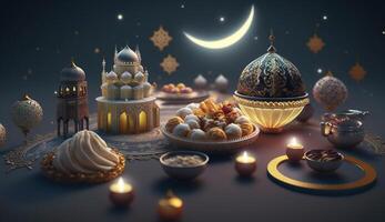 célébrer le fin de Ramadan eid Al fitr festivités dans le ville ai généré photo
