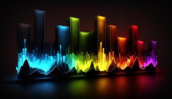 vibrant spectre sur foncé Toile un abstrait composition de coloré fréquences ai généré photo