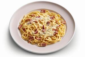 classique italien carbonara plat sur isolé blanc Contexte ai généré photo