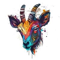 coloré pop Art illustration de une chèvre ou ibex portrait ai généré photo