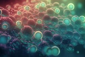 coloré 3d illustration de biochimique processus de cellulaire respiration à microscopique échelle ai généré photo