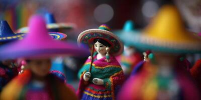 vibrant en bois statues célébrer mexicain guelaguetza Festival ai généré photo