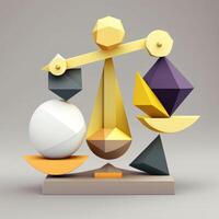 équilibre concept. illustration de coloré géométrique formes dans 3d style. photo