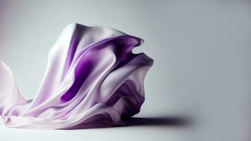 pastel violet réaliste soie ou satin en tissu sur gris Contexte. photo