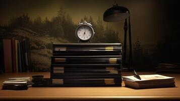 l'horloge et livres. photo