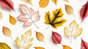 l'automne feuilles décoré sur blanc Contexte. photo