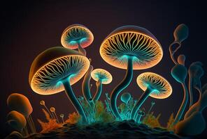 hallucinogène embrasé champignons, génératif ai photo