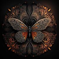 coloré papillon mandala art. établi avec génératif ai technologie. photo