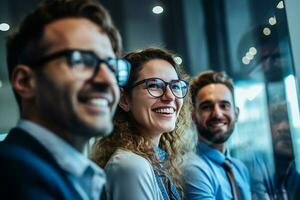 portrait de une groupe de gens dans affaires avec ai Générateur photo