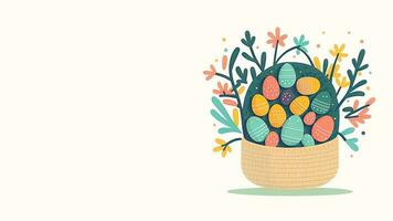 coloré papier Couper Pâques Oeuf avec floral panier et copie espace. content Pâques journée concept. photo