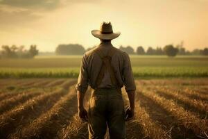 américain agriculteur adulte. produire ai photo