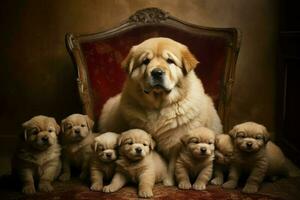 chien mère avec petit chiots. produire ai photo