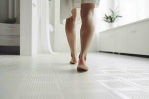 femme parquet jambes occasionnel. produire ai photo