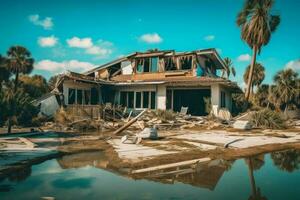 ouragan détruire maison. produire ai photo