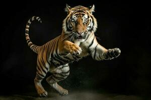 tigre sauter la nature. produire ai photo