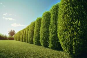 longue arbre haie jardin. produire ai photo