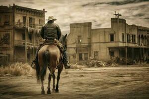 cow-boy vieux homme sauvage Ouest. produire ai photo