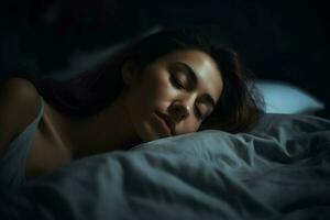 femme en train de dormir doux. produire ai photo