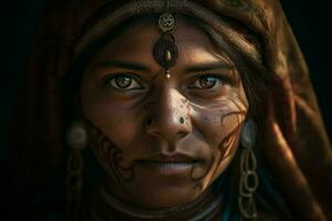 Indien femme portrait. produire ai photo