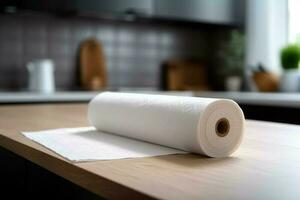 rouleau blanc papier cuisine serviette. produire ai photo