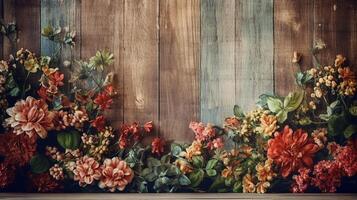 une bouquet de fleurs cette sont sur une étagère. génératif ai photo