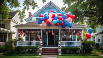 décoré dans rouge blanc et bleu pour 4e juillet fête. ai génératif photo