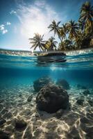 photographier de magnifique attrayant plage scène avec bleu ciel. ai génératif photo