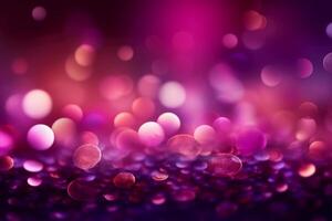 une flou violet lumière, rose lumière abstrait Contexte avec bokeh briller, illustration. ai génératif photo
