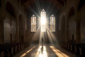 le saint lumière dans espace. ai génératif photo