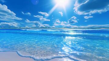 une magnifique plage avec cristal bleu l'eau et blanc sable. ai génératif photo