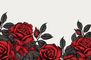 rouge Rose feuilles et pétales. ai génératif photo