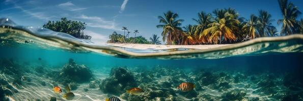 photographier de magnifique attrayant plage scène avec bleu ciel. ai génératif photo