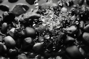 noir et blanc cristal des pierres comme océan dans l'eau. ai génératif photo