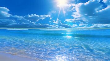 une magnifique plage avec cristal bleu l'eau et blanc sable. ai génératif photo