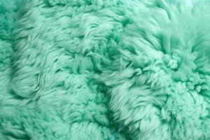 très péri menthe Couleur mouton fourrure peau de mouton couverture Contexte la laine texture. ai génératif photo