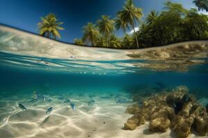 photographier de magnifique attrayant plage scène avec bleu ciel. ai génératif photo