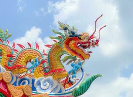 dragon statue, dragon symbole, dragon Chinois, est une magnifique thaïlandais et chinois architecture de tombeau, temple. une symbole de bien la chance et la prospérité pendant le chinois Nouveau année célébrations. photo