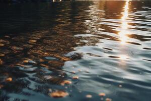 lac, croustillant radiant reflets, lumière du soleil luisant. ai génératif photo