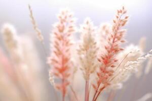 minuscule blanc herbe contre une blanc Contexte. ai génératif photo