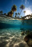 photographier de magnifique attrayant plage scène avec bleu ciel. ai génératif photo