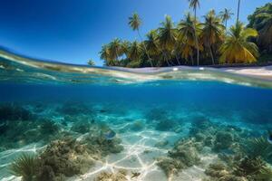 photographier de magnifique attrayant plage scène avec bleu ciel. ai génératif photo