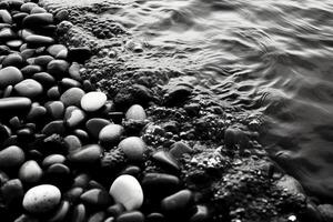 noir et blanc cristal des pierres comme océan dans l'eau. ai génératif photo