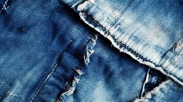 bleu blanc jean texture, rugueux bleu jean arrière-plan, ancien. ai génératif photo